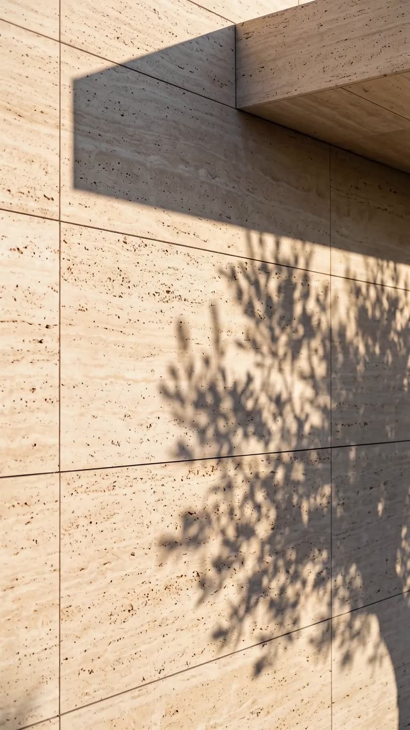Travertine wall with olive shadow